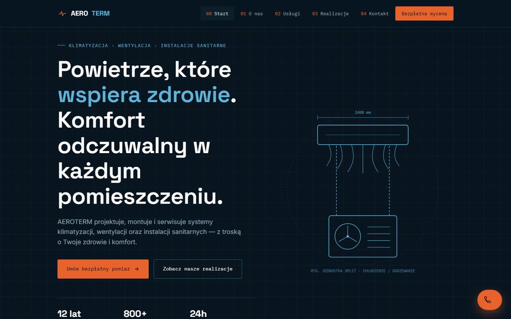Strona AEROTERM — klimatyzacja, wentylacja i instalacje sanitarne