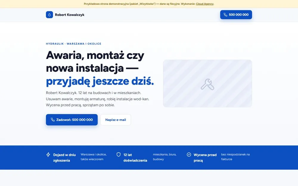 Sample one-page website for a plumber